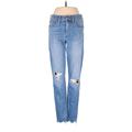 Madewell Jeans - Super Low Rise Straight Leg Boyfriend: Blue Bottoms - Women's Size 27 - Medium Wash