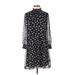 Madewell Casual Dress - Mini Mock 3/4 sleeves: Black Floral Dresses - Women's Size 2X-Small