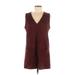 Forever 21 Casual Dress - Mini V Neck Sleeveless: Burgundy Print Dresses - Women's Size Medium