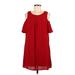 As U Wish Casual Dress - Mini Scoop Neck Short sleeves: Red Solid Dresses - Women's Size Medium