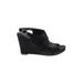 Aerosoles Wedges: Black Print Shoes - Women's Size 5 1/2 - Open Toe