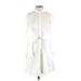 Banana Republic Casual Dress - Shirtdress High Neck Long sleeves: White Solid Dresses - New - Women's Size 0