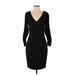 Badgley Mischka Casual Dress - Sheath V Neck 3/4 sleeves: Black Solid Dresses - Women's Size 4