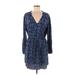 Gap Casual Dress - Mini Plunge 3/4 sleeves: Blue Dresses - Women's Size Medium