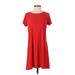 ABS Collection Casual Dress - A-Line Crew Neck Short sleeves: Red Solid Dresses - Women's Size Small