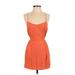 Free People Cocktail Dress - A-Line V Neck Sleeveless: Orange Print Dresses - Women's Size X-Small
