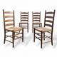 set of 4 vintage reproduction pine ladder back rush seat dining chairs