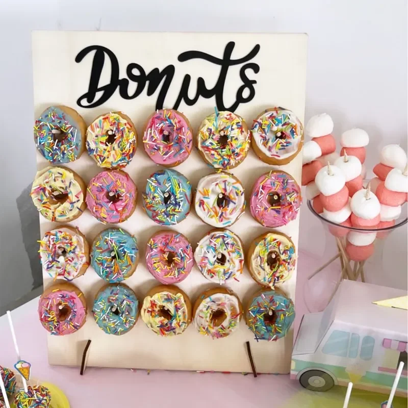 Holz Donut Wandständer Donut Party Dekoration Donut Halter Hochzeit Party Dekor Geburtstag Party Supplies Baby Shower Image