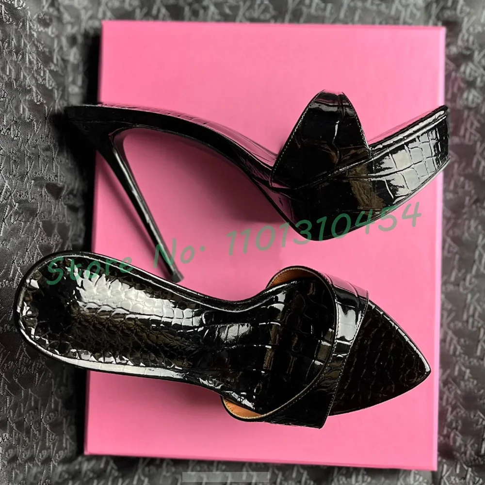 Spitze Plattform High Heels Hausschuhe Frauen Sommer Sexy Kristall Bling Outfit Schuhe Damen Krokodil Gold Party Klar Hausschuhe