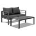 Ktaxon Cast Aluminum Loveseat Sofa and Coffee Table Patio Sofa Set for Outdoors Gray