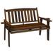 Outsunny Wood Garden Bench w/ Back and Cupholder Armrests Carbonized