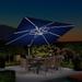 PURPLE LEAF 9 x 12 Feet Rectangular Double Top Deluxe Solar Powered LED Patio Umbrella Outdoor Cantilever Umbrella Navy Blue