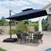 PURPLE LEAF 10FT Cantilever Outdoor Umbrellas Large Patio Umbrella Hanging Double Top Square Offset Umbrella with 360Â°Rotation Tilting Outdoor Patio Navy Blue