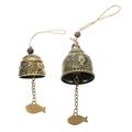 2 Pcs Buddha Statue Bell Wind Chime for Garden Outdoor Windchime Fengshui Metal Hanging