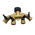 JWDX Gardening Gifts Clearance Trap Garden Four Way Brass Ball American 3/4 Ball Garden Hose Distributor Faucet 4 Way Water Distributor Yellow