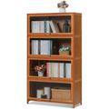 Bamboo 4-Tier Display Case Bookcase With Clear -Up Doors Wide Brown Kitchen Cabinet Storage Pantry Cabinet Showcase Storage Cabinet Organizer - 31 L X 12.5 W X 54.5 H