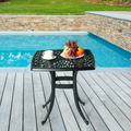 Zimtown Square Aluminum Bistro Table Outdoor Side Table Metal Coffee Table for Indoor and Outdoor for Garden Poolside Black
