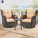 MeetLeisure 3-Piece Wicker Outdoor Furniture Conversational Sets with Two Armchairs & One Rattan Side Table Pebble Orange