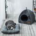 SEAYI Pet Cat Dog Houses for Indoor Autumn Winter Self-Warming Pet Tent Cave Cat Beds for Cats/Small Dogs Cute Quadrangular Shape Cave Pet Beds with Removable Washable Cushioned Pillow Dark Gray/M