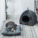 SEAYI Pet Cat Dog Houses for Indoor Autumn Winter Self-Warming Pet Tent Cave Cat Beds for Cats/Small Dogs Cute Quadrangular Shape Cave Pet Beds with Removable Washable Cushioned Pillow Dark Gray/L