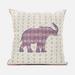 Amrita Sen Designs 26 x 26 in. Elephant Silhouette Duo Broadcloth Indoor & Outdoor Zippered Pillow - Off White Pink & Blue
