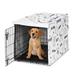 Sweet Jojo Designs Cartoon Puppy Print Dog Crate Kennel Cover 36in. Grey Taupe Blue White Modern Bulldog Wiener Doggy Paw Print