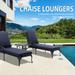 3-Piece Aluminum Reclining Outdoor Chaise Lounge with Table and Cushions