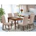 East West Furniture Dining Table Set- a Rectangle Kitchen Table and Linen Fabric Dining Chairs, Mahogany (Pieces Option)