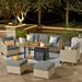 HOOOWOOO Outdoor 6-piece PE Wicker Conversation Patio Set with Fire Pit Table