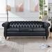 84.65" Chesterfield Tufted Faux Leather Sofa with Rolled Arms