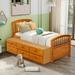 Twin Size Platform Storage Bed Solid Wood Bed with 6 Drawers