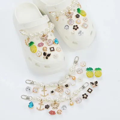 Fai da te perla strass Croc Charms lusso Croc decorazioni sandali scarpe accessori Set pantofole in metallo ornamento ciondoli gioiello