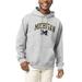 Men's League Collegiate Wear Heather Gray Michigan Wolverines Arch Over Logo Essentials Pullover Hoodie