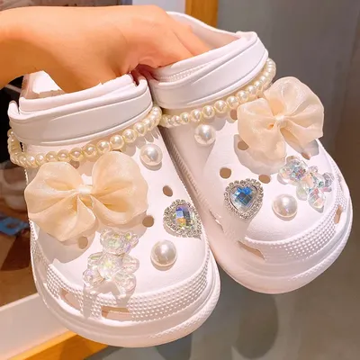 Creativo perla papillon foro scarpe ciondoli per scarpe decorazione fibbia per scarpe adorabile orsetto gioiello scarpe 3D accessori per fiori 2023 nuovo