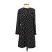 J.Crew Collection Casual Dress - Shift Crew Neck 3/4 sleeves: Black Polka Dots Dresses - Women's Size 2