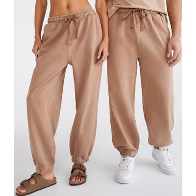 Aeropostale Womens' Essentials Washed Jogger Sweatpants - Brown - Size M - Cotton