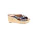 SONOMA life + style Wedges: Slip-on Platform Boho Chic Blue Shoes - Women's Size 8 1/2 - Open Toe