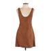 Re Plunge Sleeveless:named Casual Dress - A-Line Plunge Sleeveless: Brown Print Dresses - Women's Size Large