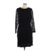 H&M Casual Dress - Party Crew Neck 3/4 sleeves: Black Solid Dresses - New - Women's Size X-Large