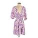 MNG Casual Dress - Mini V Neck 3/4 sleeves: Purple Dresses - Women's Size 4