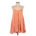 Minkpink Casual Dress - Mini V Neck Sleeveless: Orange Print Dresses - Women's Size Medium