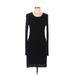 BCBGMAXAZRIA Casual Dress - Sheath Scoop Neck Long sleeves: Black Print Dresses - Women's Size Large