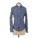 H&M Long Sleeve Button Down Shirt: Blue Stripes Tops - Women's Size Small