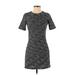 Club Monaco Casual Dress - Mini Crew Neck Short sleeves: Gray Marled Dresses - Women's Size X-Small