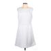 Kensie Casual Dress - A-Line Scoop Neck Sleeveless: White Print Dresses - Women's Size Large