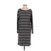 Lou & Grey Casual Dress - Sweater Dress Scoop Neck Long sleeves: Black Color Block Dresses - Women's Size Medium