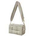 NAARIIAN Puffer shoulder bag Nylon padded woven handbag designer crossbody dupes women down purse, Camel Grey, S