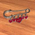 Coach Accessories | Coach Oversized Safety Pin With Heart Charms | Color: Red/Silver | Size: Os