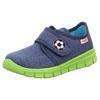 Hausschuh SUPERFIT "BOBBY WMS: M IV", Kinder, Gr. 31, bunt (dunkelblau neongrün fußball), Textil, sportlich, Schuhe, Klettschuh, Kindergarten Schuh mit Fußball-Stickerei