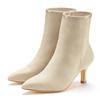 Stiefelette LASCANA, Damen, Gr. 36, beige, Obermaterial: 100% Lederimitat. Futter: 100% Textilmaterial. Decksohle: 100% Lederimitat. Laufsohle: 100% Synthetik, unifarben, modisch, Schuhe, High-Heel Ankle Stiefel in Denim-Optik VEGAN